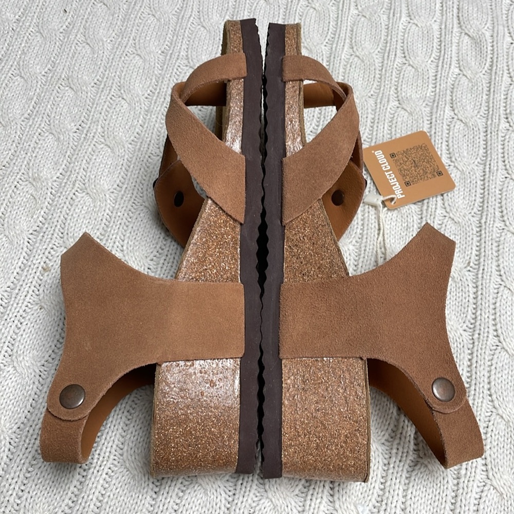NWT women’s Project Cloud Sz 8 strappy sandals Leather insole memory foam buckle - Picture 11 of 14